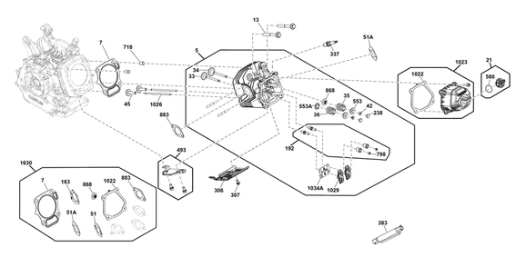 Cylinder Head Group Diagram and Parts List for 25E337-0030-G1  Briggs and Stratton Engine